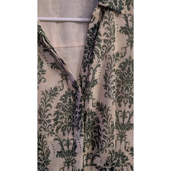 Skies Are Blue Green & Cream Botanical Print Dress, Medium, Lightweight, Flowy - Picture 3 of 8